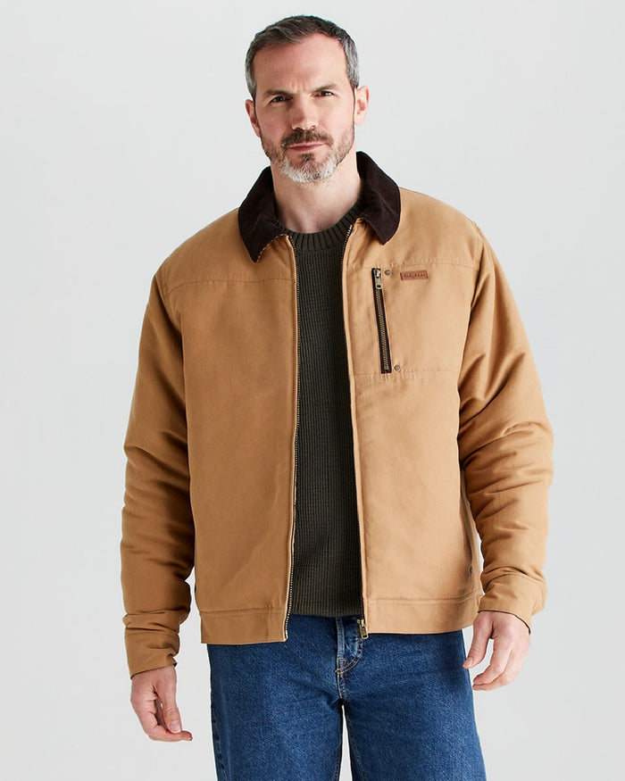 Sienna coloured Ridgeline Mens Montana Work Coat on grey background #colour_sienna