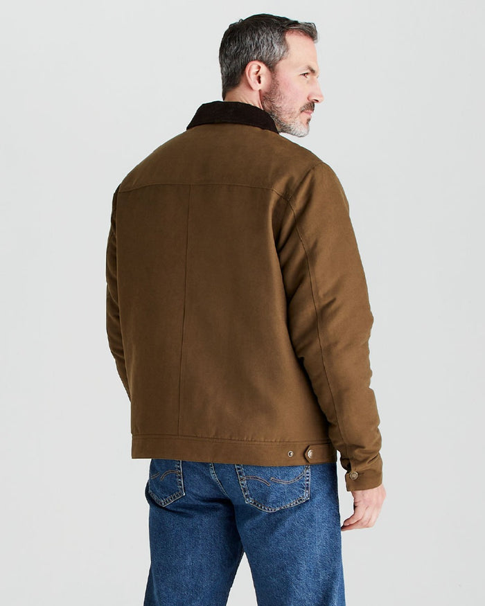 Moody Teak coloured Ridgeline Mens Montana Work Coat on grey background #colour_moody-teak