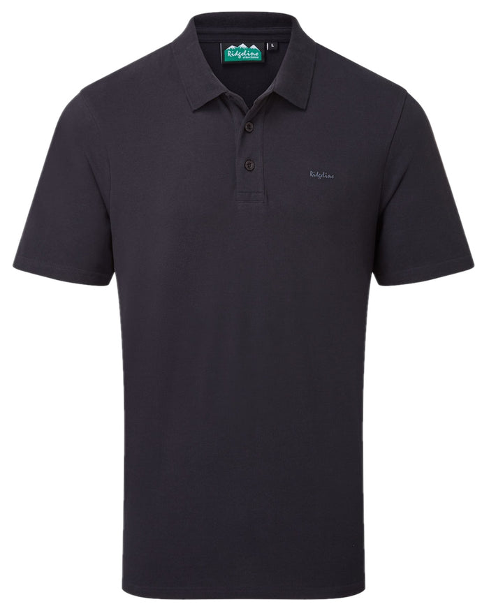 Navy Coloured Ridgeline Mens Signature Polo Shirt on white background #colour_navy