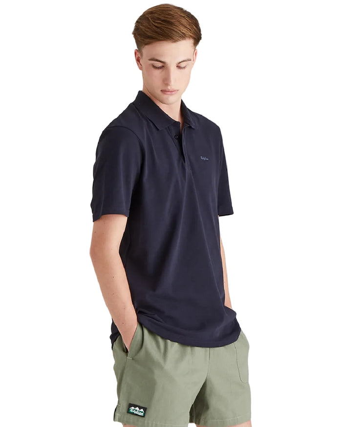 Navy Coloured Ridgeline Mens Signature Polo Shirt on white background #colour_navy
