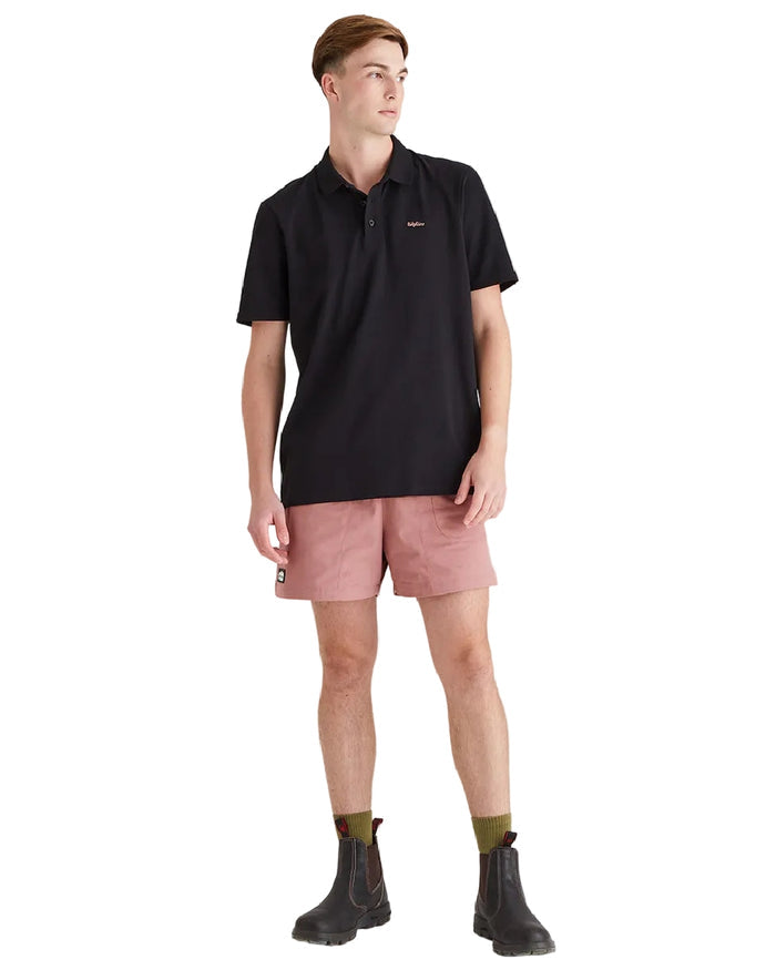 Black Coloured Ridgeline Mens Signature Polo Shirt on white background #colour_black