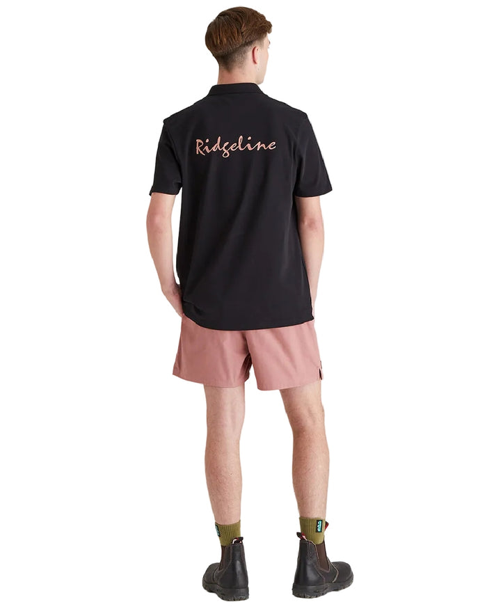 Black Coloured Ridgeline Mens Signature Polo Shirt on white background #colour_black