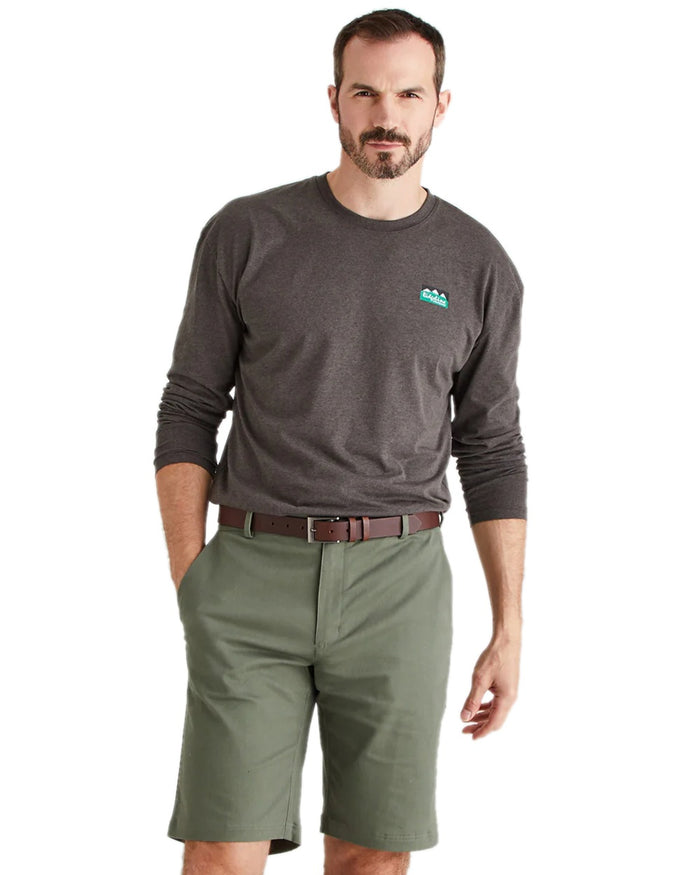 Khaki Green Coloured Ridgeline Mens Waxham Shorts on white background #colour_khaki-green
