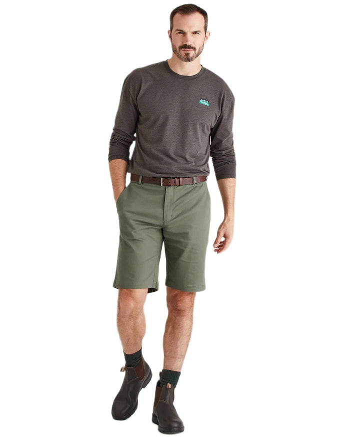 Khaki Green Coloured Ridgeline Mens Waxham Shorts on white background #colour_khaki-green