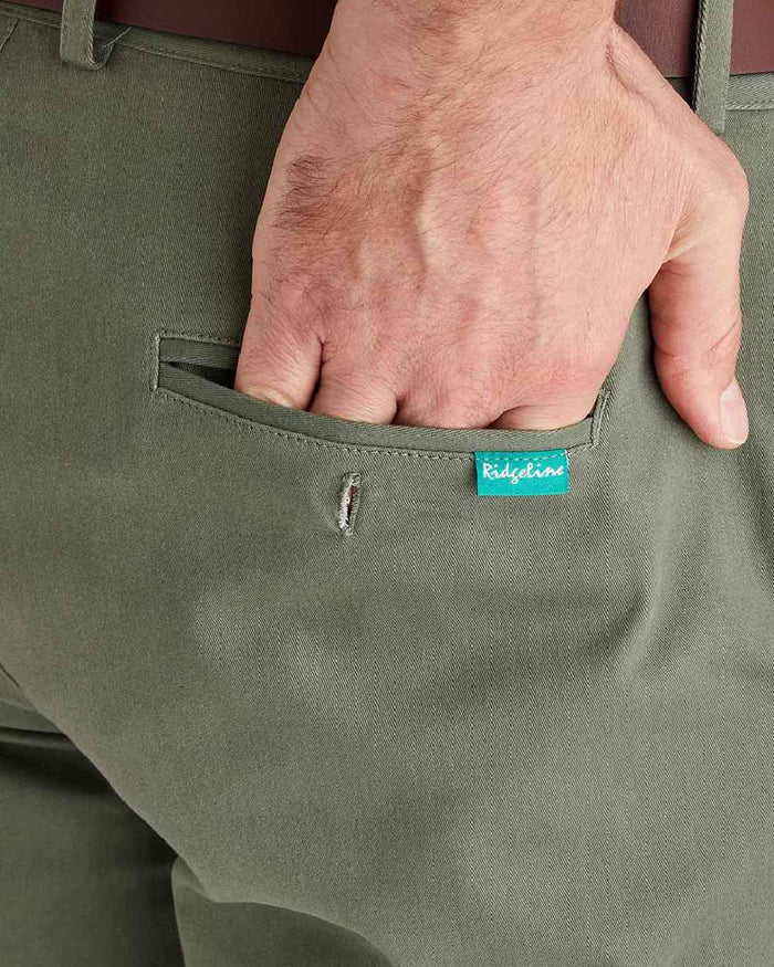 Khaki Green Coloured Ridgeline Mens Waxham Shorts on white background #colour_khaki-green