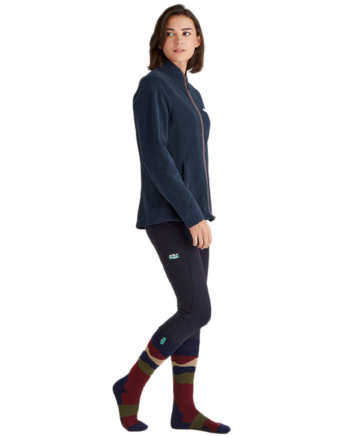 Navy Stripes Coloured Ridgeline Merino Wool Full Length Socks on white background #colour_navy-stripes