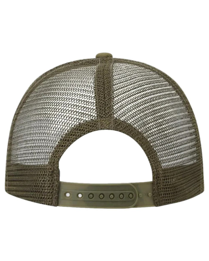 Teak Coloured Ridgeline Signature Trucker Cap on white background #colour_teak