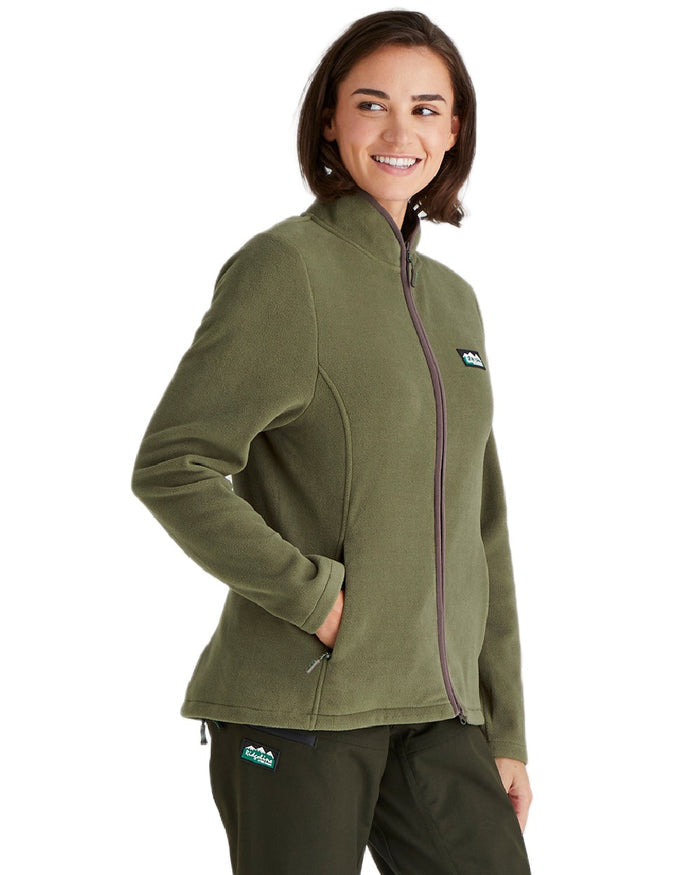 Ivy Green Coloured Ridgeline Womens Brenna Fleece Jacket on white background #colour_ivy-green