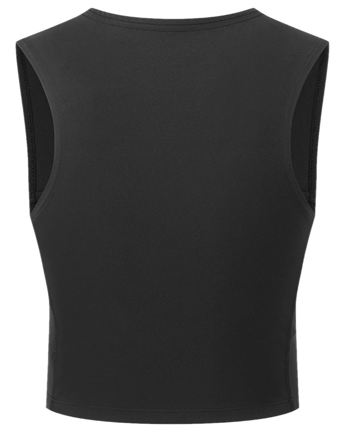 Black Coloured Ridgeline Womens Infinity Crop Top on white background #colour_black