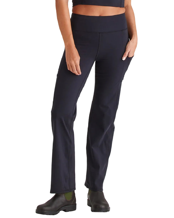 Black Coloured Ridgeline Womens Infinity Straight Leg Leggings on white background #colour_black