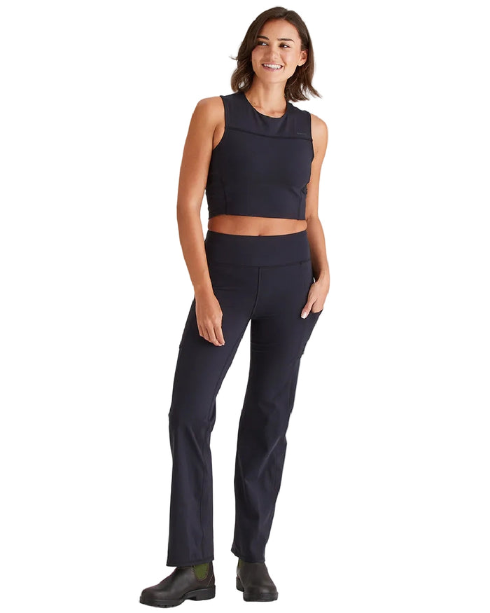 Black Coloured Ridgeline Womens Infinity Straight Leg Leggings on white background #colour_black