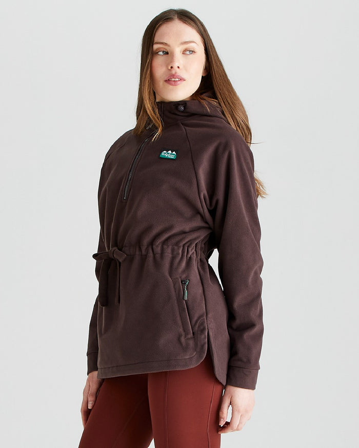 Deep Bark coloured Ridgeline Womens Malin Smock on grey background #colour_deep-bark