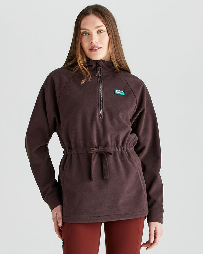 Deep Bark coloured Ridgeline Womens Malin Smock on grey background #colour_deep-bark