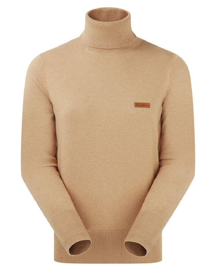 Sienna coloured Ridgeline Womens Melford Knit Roll Neck Jumper on white background #colour_sienna