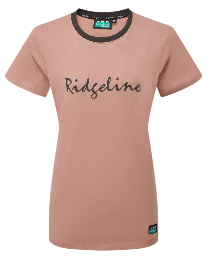 Dusky Pink Coloured Ridgeline Womens Signature T-Shirt on white background #colour_dusky-pink