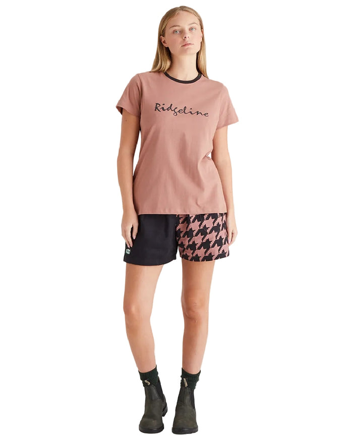 Dusky Pink Coloured Ridgeline Womens Signature T-Shirt on white background #colour_dusky-pink