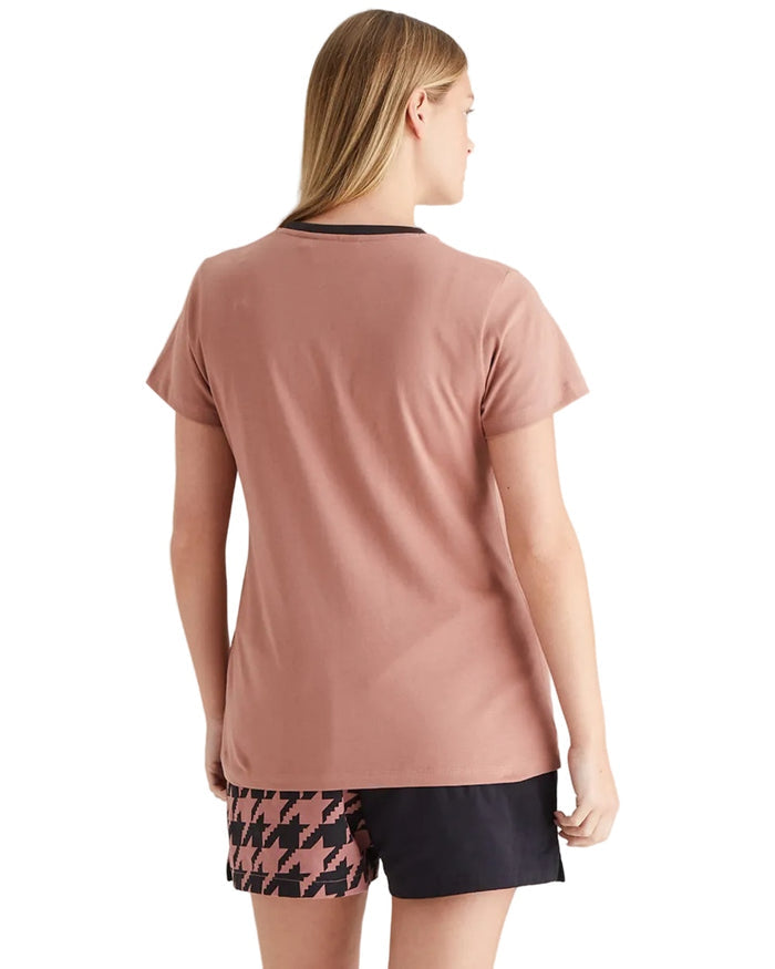 Dusky Pink Coloured Ridgeline Womens Signature T-Shirt on white background #colour_dusky-pink