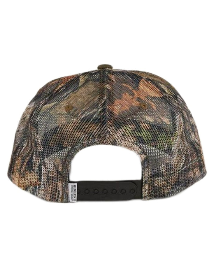 Camo Green coloured Ringers Western Jett Trucker Cap on white background #colour_camo-green