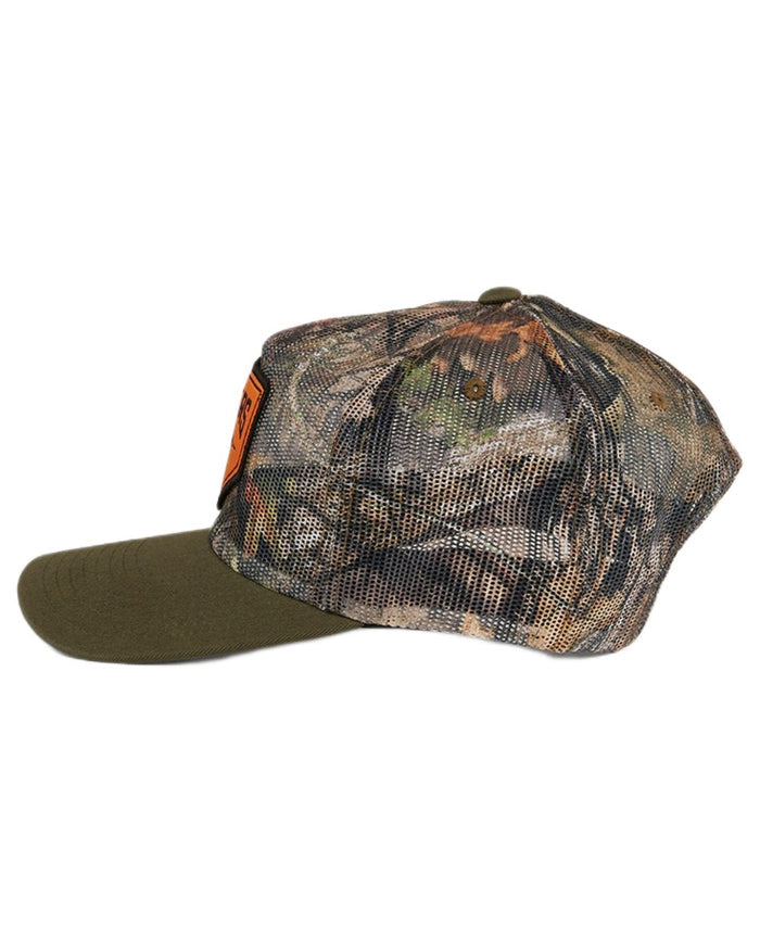 Camo Green coloured Ringers Western Jett Trucker Cap on white background #colour_camo-green