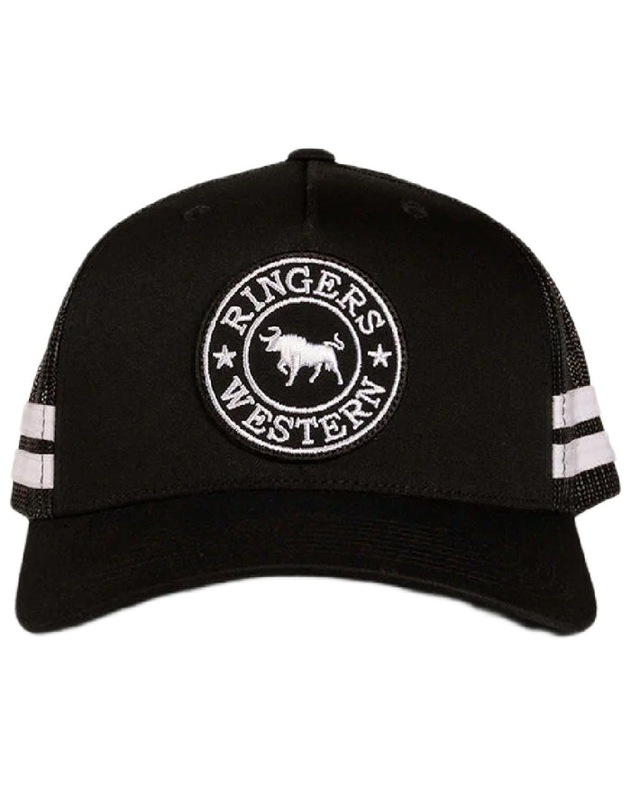 Black coloured Ringers Western McCoy Trucker Cap on white background #colour_black