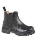 Black Coloured Roamers Childrens Twin Gusset Ankle Boots on White Background
#colour_black