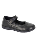 Black Roamers Childrens Softie Leather Touch Fastening Shoes on White Background
#colour_black
