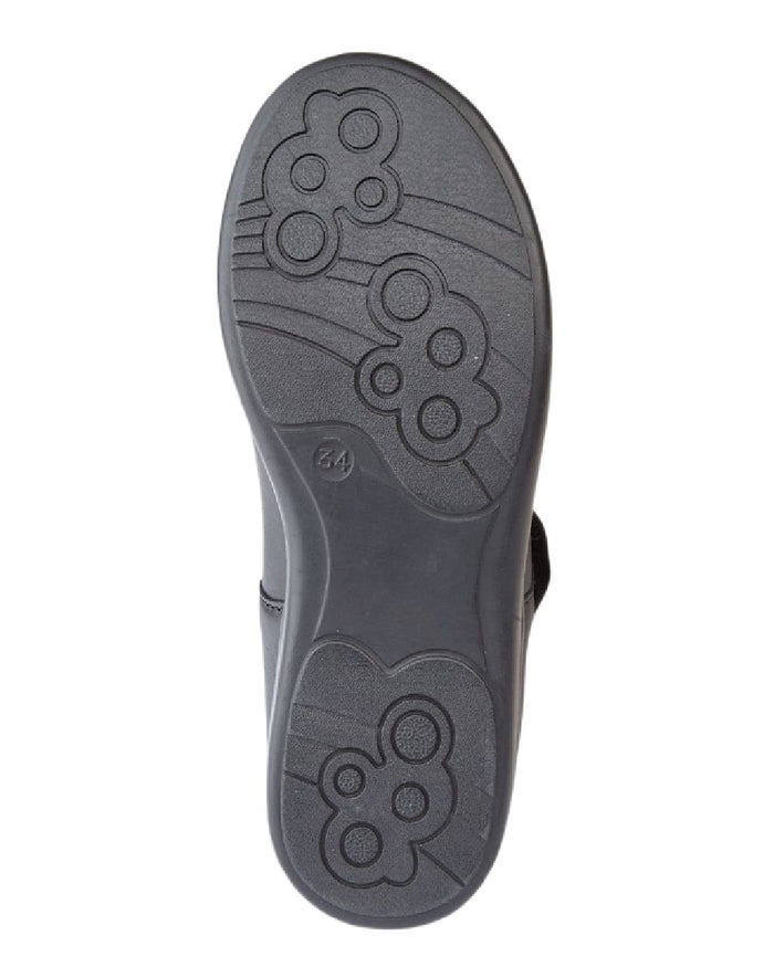 Black Roamers Childrens Softie Leather Touch Fastening Shoes on White Background
#colour_black
