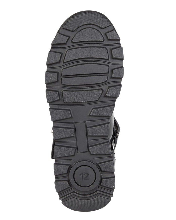 Black Coloured Roamers Childrens Touch Fastening T Bar School Shoes on White Background
#colour_black