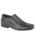 Black Coloured Roamers Childrens Black Leather Shoes on White Background
#colour_black