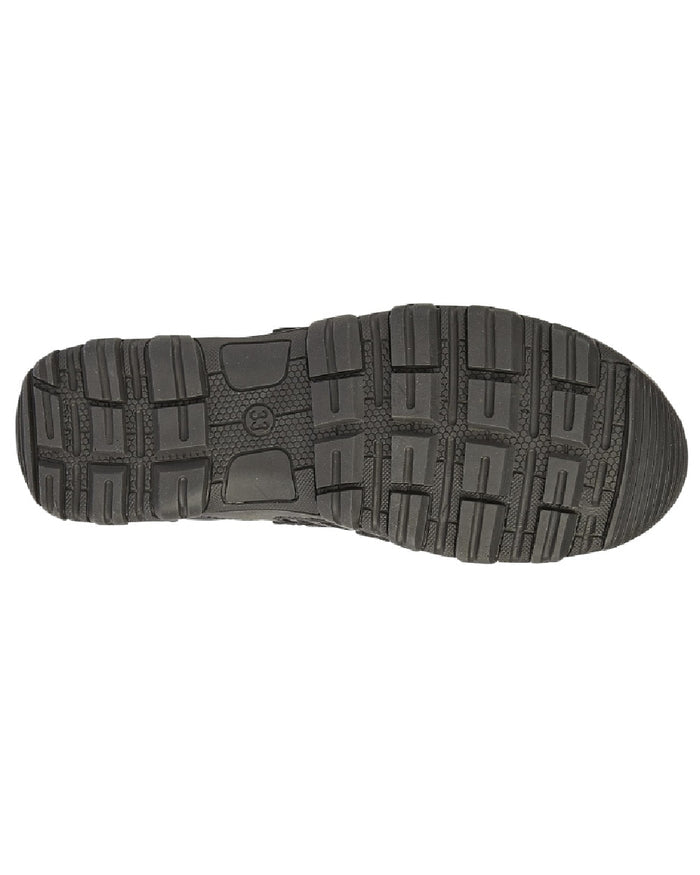Black Coloured Roamers Childrens Twin Touch Fastening Leather Shoes on White Background
#colour_black
