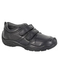 Black Coloured Roamers Childrens Twin Touch Fastening Shoes on White Background
#colour_black