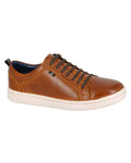 Tan Coloured Roamers Mens 7 Eyelet Leisure Trainer Shoes on White Background
#colour_tan