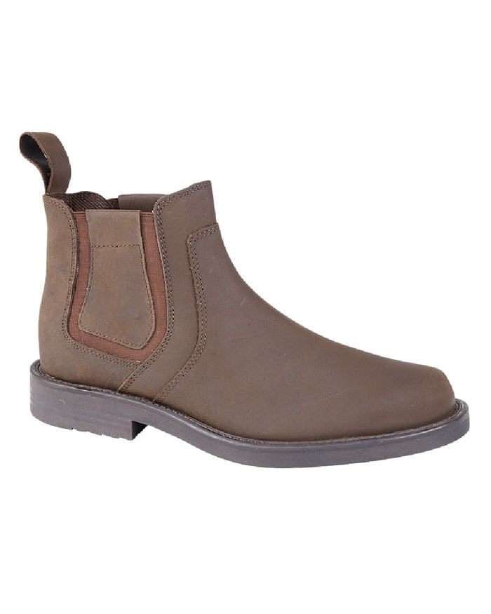 Brown Coloured Roamers Mens Brown Crazy Horse Leather Gusset Boots on White Background
#colour_brown
