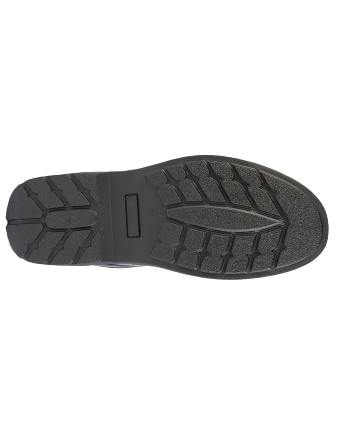 Black Coloured Roamers Mens Extra Wide Touch Fastening Leather Shoes on White Background
#colour_black