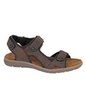 Brown Coloured Roamers Mens Triple Touch Fastening Sports Sandal on White Background
#colour_brown