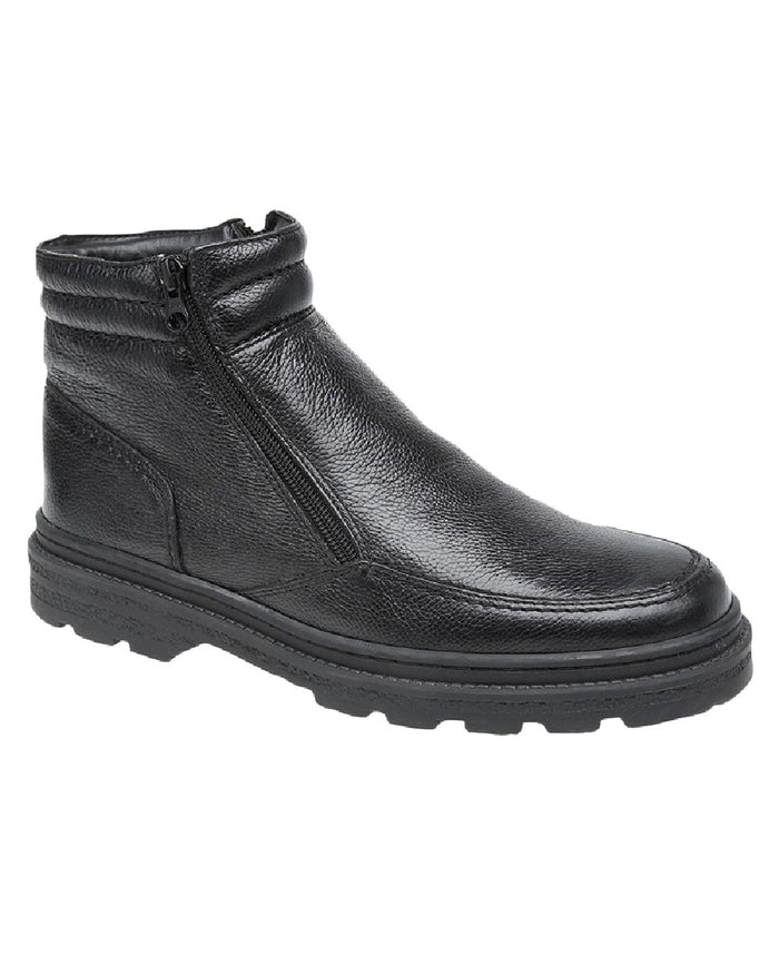 Black Coloured Roamers Mens Twin Zip Thermal Lined Ankle Boots on White Background
#colour_black