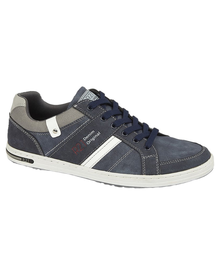 Navy coloured Route 21 Mens 6 Eye Casual Shoes on white background #colour_navy