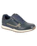 Navy coloured Route 21 Mens 6 Eye Lace Zip Leisure Shoes on white background #colour_navy