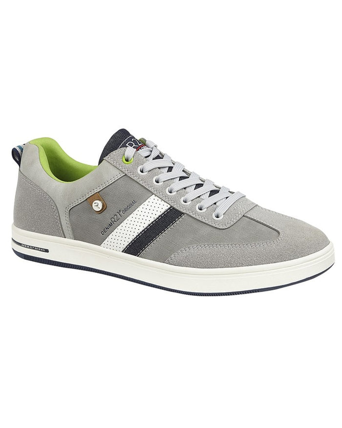 Grey coloured Route 21 Mens 7 Eye Casual Trainers on white background #colour_grey