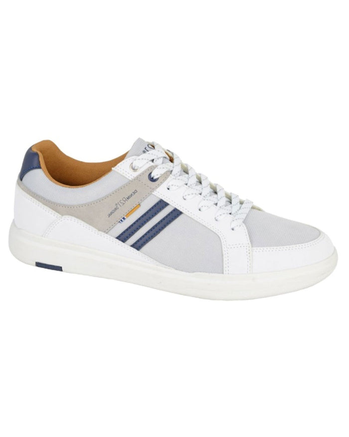 Grey White coloured Route 21 Mens 7 Eye Striped Leisure Shoes on white background #colour_grey-white