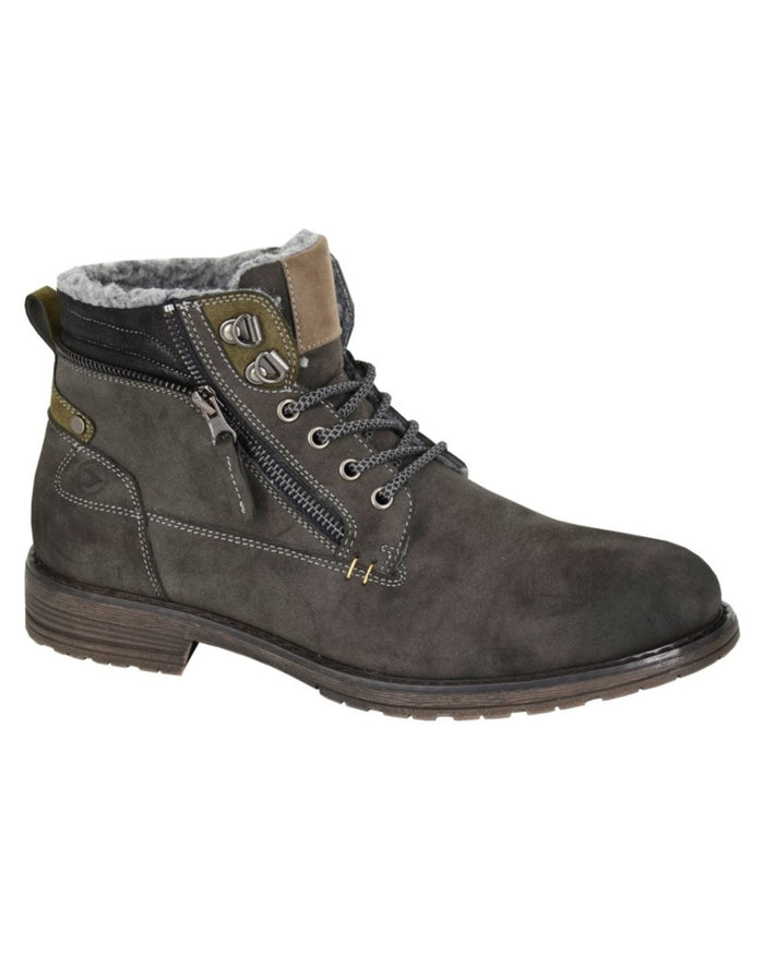 Grey coloured Route 21 Mens Warmlined Ankle Boots on white background #colour_grey