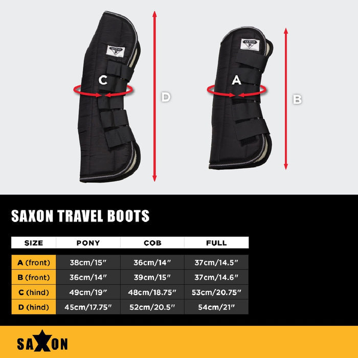 Saxon Travel Boots Size Guide #colour_black