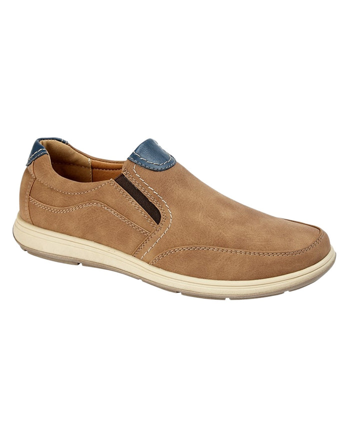 Tan Coloured Scimitar Mens Synthetic Nubuck Twin Gusset Casual Shoes on White Background
#colour_tan