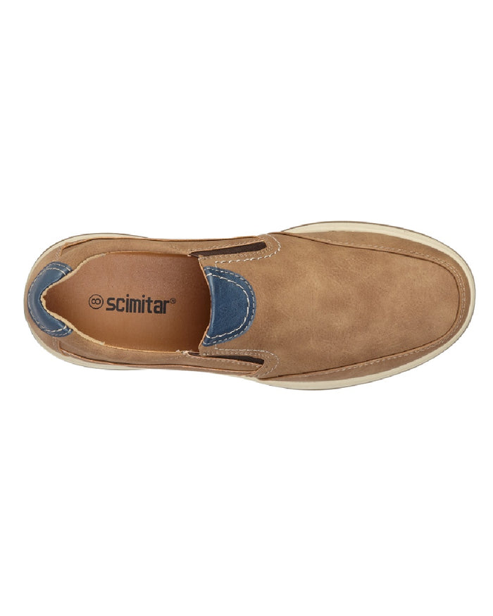 Tan Coloured Scimitar Mens Synthetic Nubuck Twin Gusset Casual Shoes on White Background
#colour_tan