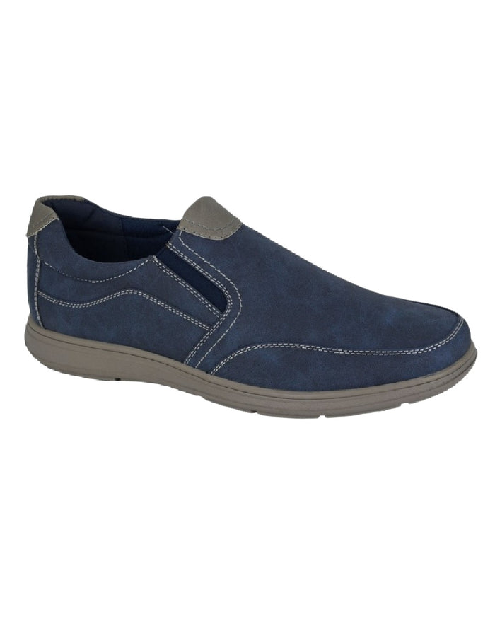 Navy Coloured Scimitar Mens Synthetic Nubuck Twin Gusset Casual Shoes on White Background
#colour_navy