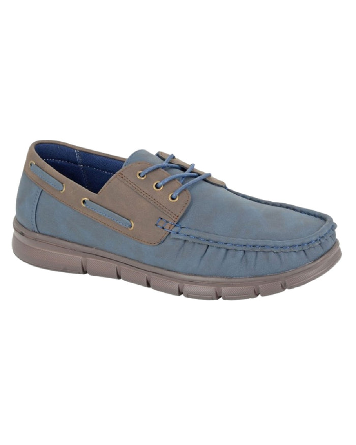 Navy Brown Coloured Scimitar Mens Synthetic Nubuck Moccasin Shoes on White Background
#colour_navy-brown