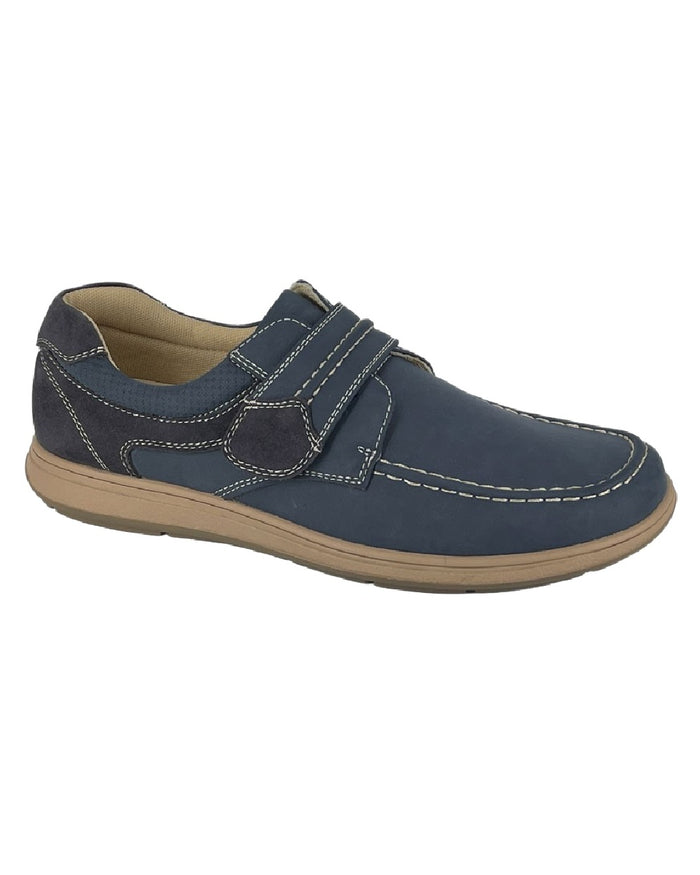 Navy Coloured Scimitar Mens Synthetic Nubuck Touch Fastening Casual Shoes on White Background
#colour_navy