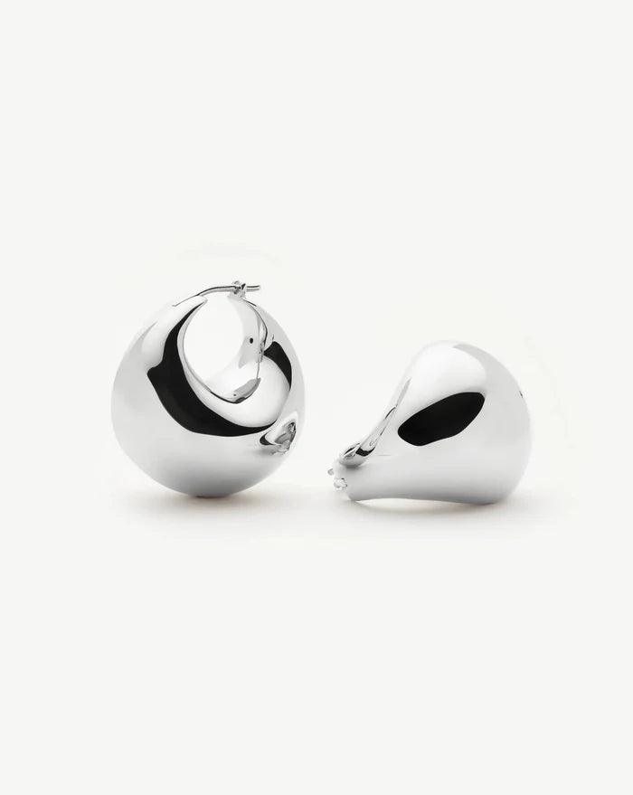 Sculptural Chubby Dome Medium Hoop Earrings | Silver Plated Earrings Missoma