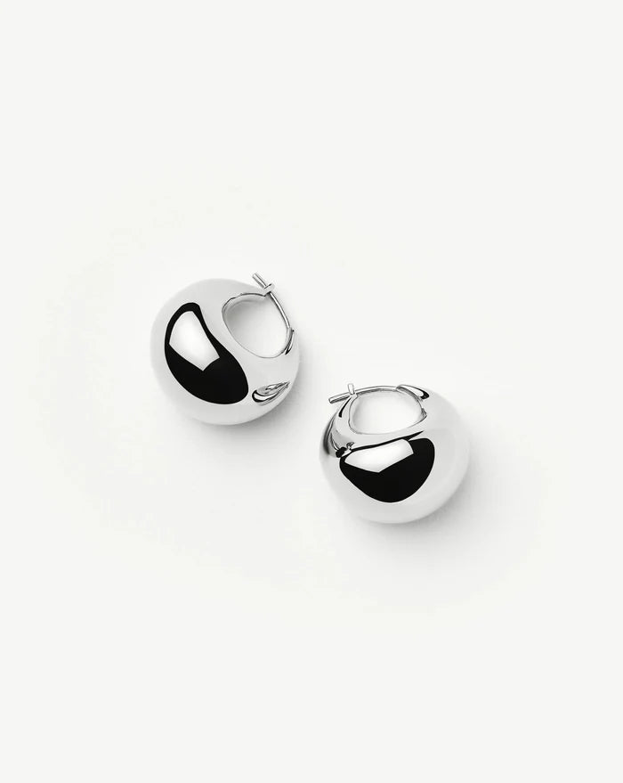 Sculptural Chubby Dome Small Hoop Earrings | Silver Plated Earrings Missoma