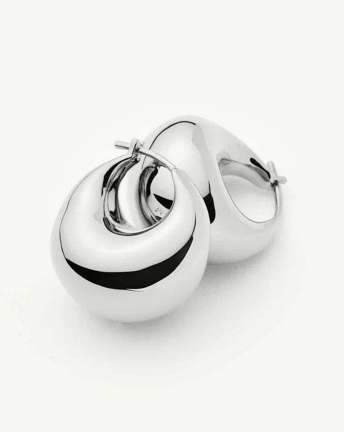 Sculptural Chubby Dome Small Hoop Earrings | Silver Plated Earrings Missoma
